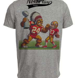 Kansas City Chiefs vs. San Francisco 49ers Retro Rivalry Super Bowl Champs Football Artwork Heather Gray Sublimated T-Shirt