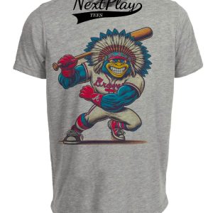 Atlanta Braves Classic Retro Big Smile Mascot Baseball Artwork Heather Gray Sublimated T-Shirt