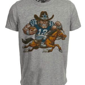 Dallas Cowboys Classic Retro Football Mascot Artwork Heather Gray Sublimated T-Shirt