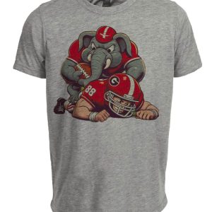 Alabama Crimson Tide vs. Georgia Bulldogs Retro Rivalry Football Mascot 1975 Artwork Heather Gray Sublimated T-Shirt