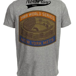 New York Mets Vintage World Series Champions Baseball 1969 Artwork Heather Gray Sublimated T-Shirt