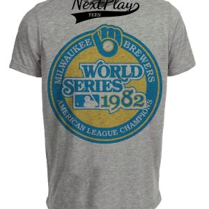 Milwaukee Brewers Vintage World Series Champions Baseball 1982 Artwork Heather Gray Sublimated T-Shirt