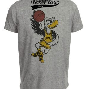 Iowa Hawkeyes Retro Basketball 1975 Artwork Heather Gray Sublimated T-Shirt