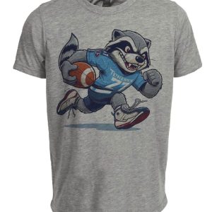 Tennessee Titans Retro Football Mascot Artwork Heather Gray Sublimated T-Shirt