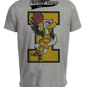 Iowa Hawkeyes Retro Basketball 1974 Artwork Heather Gray Sublimated T-Shirt
