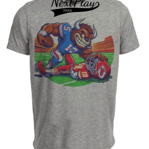 Buffalo Bills vs. Kansas City Chiefs Retro Rivalry Football Mascot 1988 Artwork Heather Gray Sublimated T-Shirt