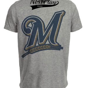 Milwaukee Brewers Retro Baseball 2000 Artwork Heather Gray Sublimated T-Shirt
