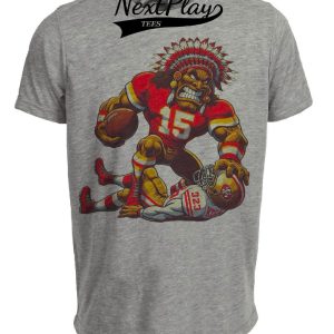 Kansas City Chiefs vs. San Francisco 49ers Retro Rivalry Football Crazy Mascot Artwork Heather Gray Sublimated T-Shirt