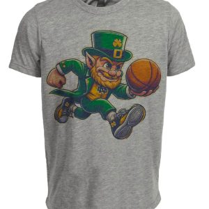 Notre Dame Fighting Irish Retro Basketball Mascot Artwork Heather Gray Sublimated T-Shirt
