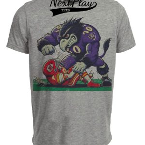 Baltimore Ravens vs. Kansas City Chiefs Retro Rivalry Football Mascot 1997 Artwork Heather Gray Sublimated T-Shirt