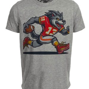 Kansas City Chiefs Retro Football Mascot Artwork Heather Gray Sublimated T-Shirt