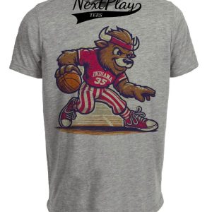 Indiana Hoosiers Retro Basketball Bison 1965 Mascot Artwork Heather Gray Sublimated T-Shirt