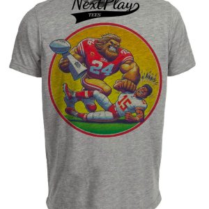 San Francisco 49ers vs. Kansas City Chiefs Retro Rivalry Super Bowl Champs Football Artwork Heather Gray Sublimated T-Shirt