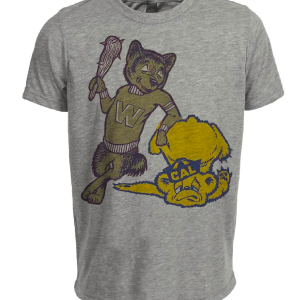Washington Huskies vs. California Golden Bears Rivalry Mascot 1958 Artwork Heather Gray Sublimated T-Shirt