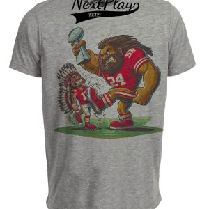 San Francisco 49ers vs. Kansas City Chiefs Retro Rivalry Super Bowl Champs Football Artwork Heather Gray Sublimated T-Shirt