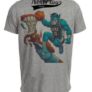 Duke Blue Devils vs. North Carolina Tar Heels Retro Rivalry Basketball 1988 Artwork Heather Gray Sublimated T-Shirt