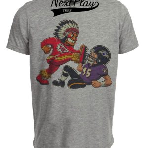 Kansas City Chiefs vs. Baltimore Ravens Retro Rivalry Football Mascot 1997 Artwork Heather Gray Sublimated T-Shirt