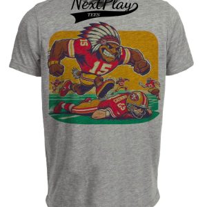 Kansas City Chiefs vs. San Francisco 49ers Retro Rivalry Football Mascot 1989 Artwork Heather Gray Sublimated T-Shirt