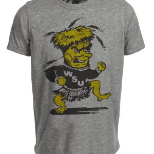 Wichita State Shockers Retro WuShock Mascot 1964 Artwork Heather Gray Sublimated T-Shirt