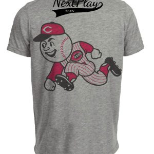 Cincinnati Reds Vintage Baseball Mascot 1999 Artwork Heather Gray Sublimated T-Shirt