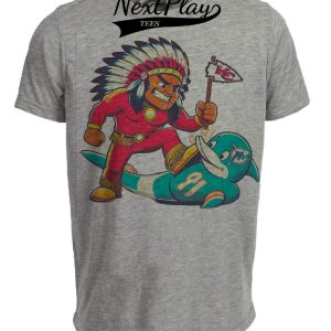 Kansas City Chiefs vs. Miami Dolphins Retro Rivalry Football Mascot 1983 Artwork Heather Gray Sublimated T-Shirt