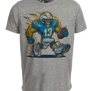 Los Angeles Chargers Retro Football Mascot Artwork Heather Gray Sublimated T-Shirt