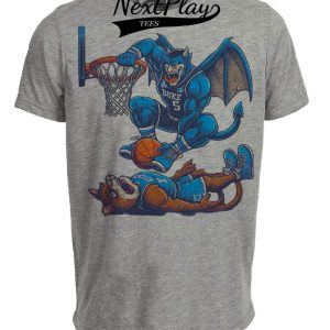 Duke Blue Devils vs. Kentucky Wildcats Retro Rivalry Basketball Mascot 1992 Artwork Heather Gray Sublimated T-Shirt