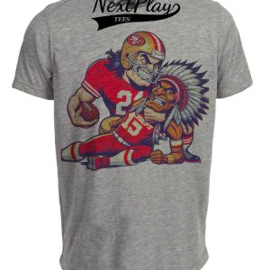 San Francisco 49ers vs. Kansas City Chiefs Retro Rivalry Football Champs Mascots Artwork Heather Gray Sublimated T-Shirt