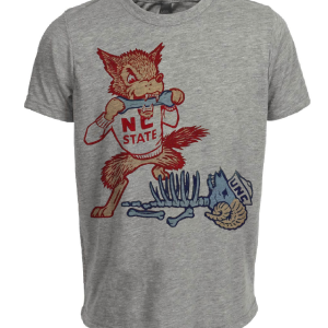 NC State Wolfpack vs. UNC Rameses Retro Rivalry Mascot 1958 Artwork Heather Gray Sublimated T-Shirt