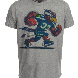 Seattle Seahawks Classic Retro Football Mascot Artwork Heather Gray Sublimated T-Shirt
