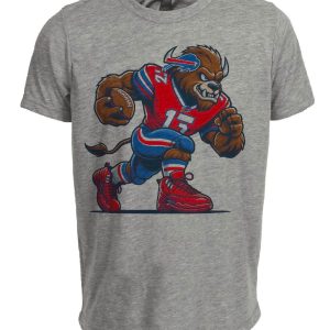 Buffalo Bills Retro Football Mascot Artwork Heather Gray Sublimated T-Shirt