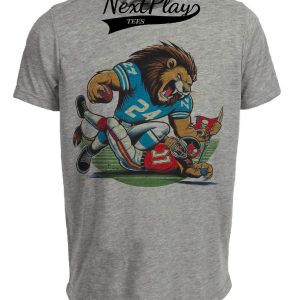 Detroit Lions vs. Tampa Bay Buccaneers Retro Rivalry Football Mascot 1989 Artwork Heather Gray Sublimated T-Shirt