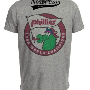 Philadelphia Phillies World Champions Vintage Baseball 1980 Artwork Heather Gray Sublimated T-Shirt