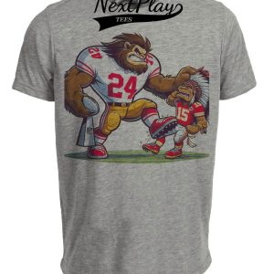 San Francisco 49ers vs. Kansas City Chiefs Retro Rivalry Super Bowl Champs Football Artwork Heather Gray Sublimated T-Shirt