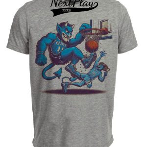 Duke Blue Devils vs. North Carolina Tar Heels Retro Rivalry Basketball 1993 Artwork Heather Gray Sublimated T-Shirt