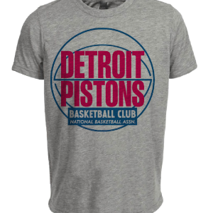 Detroit Pistons Retro Basketball 1957 Artwork Heather Gray Sublimated T-Shirt