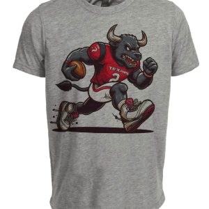 Houston Texans Vintage Retro Football Mascot Artwork Heather Gray Sublimated T-Shirt