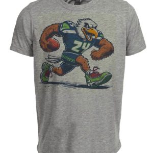 Seattle Seahawks Retro Football Mascot Artwork Heather Gray Sublimated T-Shirt