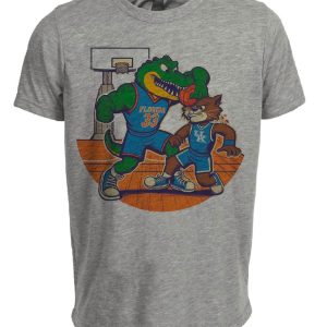Florida Gators vs. Kentucky Wildcats Retro Rivalry Basketball 1995 Artwork Heather Gray Sublimated T-Shirt