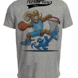 North Carolina Tar Heels vs. Duke Blue Devils Retro Rivalry Basketball Mascot 1990 Artwork Heather Gray Sublimated T-Shirt