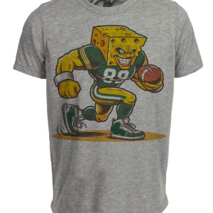 Green Bay Packers Classic Retro Football Mascot Artwork Heather Gray Sublimated T-Shirt