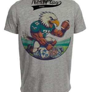Philadelphia Eagles vs. Dallas Cowboys Retro Rivalry Football Mascot Artwork Heather Gray Sublimated T-Shirt