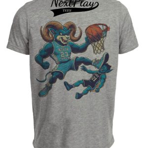 North Carolina Tar Heels vs. Duke Blue Devils Retro Rivalry Basketball Mascot 1992 Artwork Heather Gray Sublimated T-Shirt