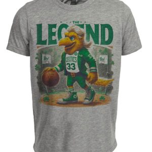 Boston Celtics Retro The Legend Bird Mascot Basketball 1983 Artwork Heather Gray Sublimated T-Shirt