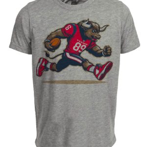 Houston Texans Retro Football Mascot Artwork Heather Gray Sublimated T-Shirt