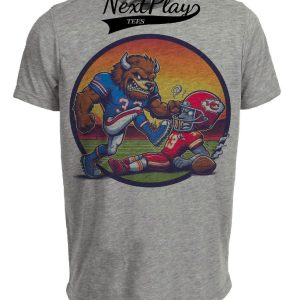 Buffalo Bills vs. Kansas City Chiefs Retro Rivalry Football Mascot 1989 Artwork Heather Gray Sublimated T-Shirt