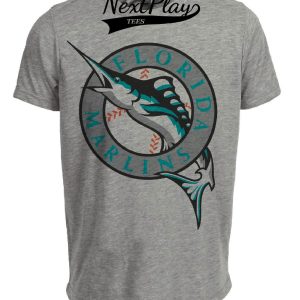 Florida Marlins Retro Baseball 1993 Artwork Heather Gray Sublimated T-Shirt