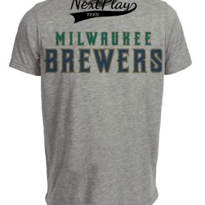 Milwaukee Brewers Retro Baseball 1996 Artwork Heather Gray Sublimated T-Shirt