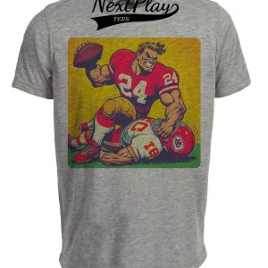San Francisco 49ers vs. Kansas City Chiefs Retro Rivalry Football Mascot 1958 Artwork Heather Gray Sublimated T-Shirt
