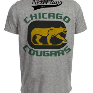 Chicago Cougars Retro Hockey 1975 Artwork Heather Gray Sublimated T-Shirt